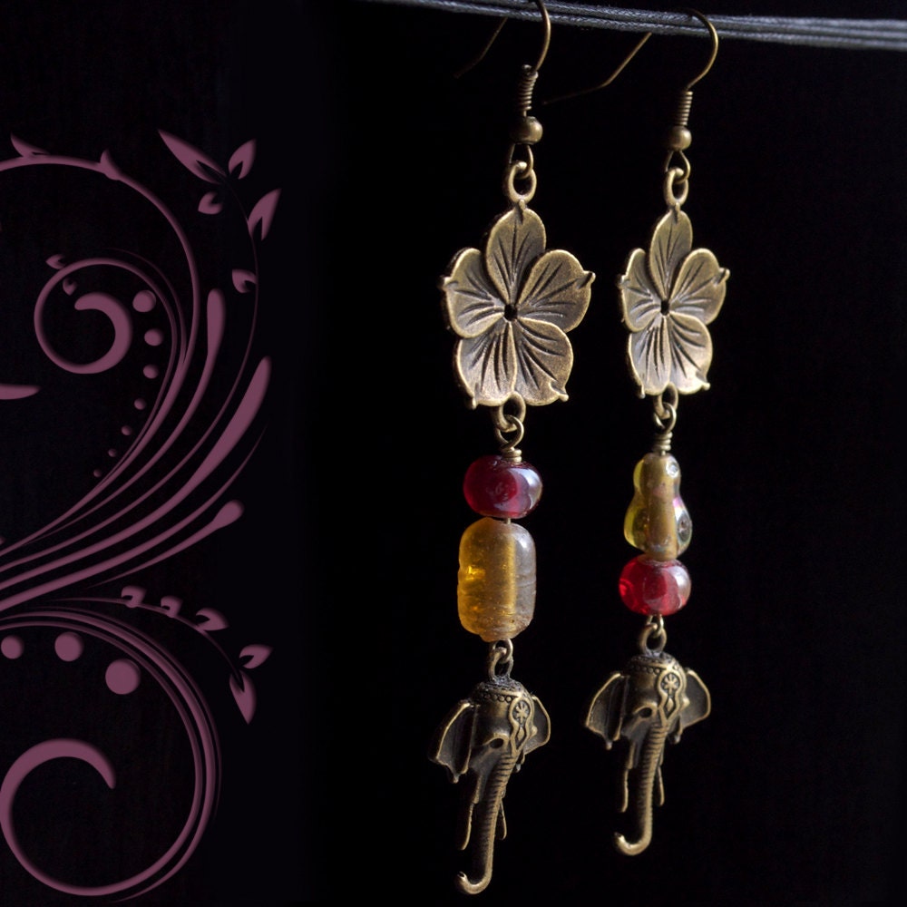brass elephant earrings by GypsyInMyBlood