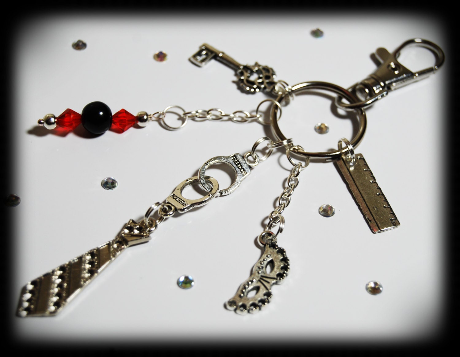 50 Shades of Grey inspired bag charm with FREE organza gift back