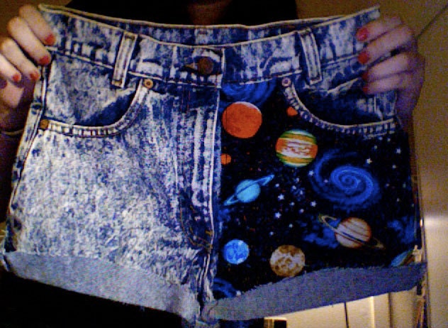 Galaxy Space High or Low waisted shorts DESIGN YOUR OWN Tumblr Customized  You Pick Denim Color