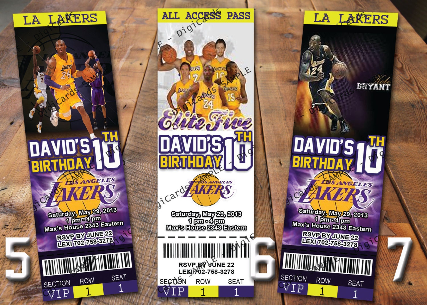 NBA LA Lakers Birthday Invitation Ticket Los Angeles Lakers Basketball