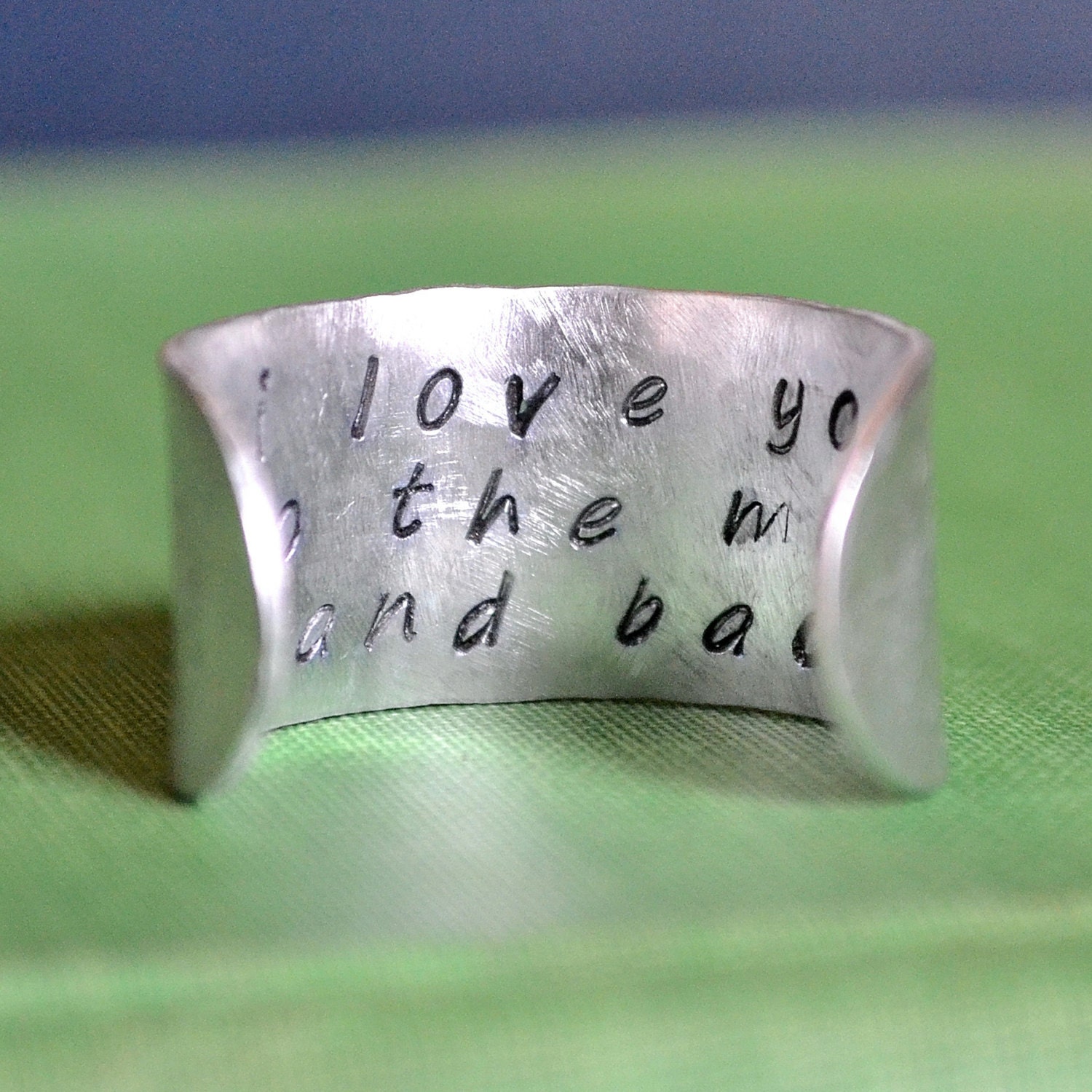 I Love You to the Moon and Back Secret Message Ring, Cuff Ring , Adjustable Ring