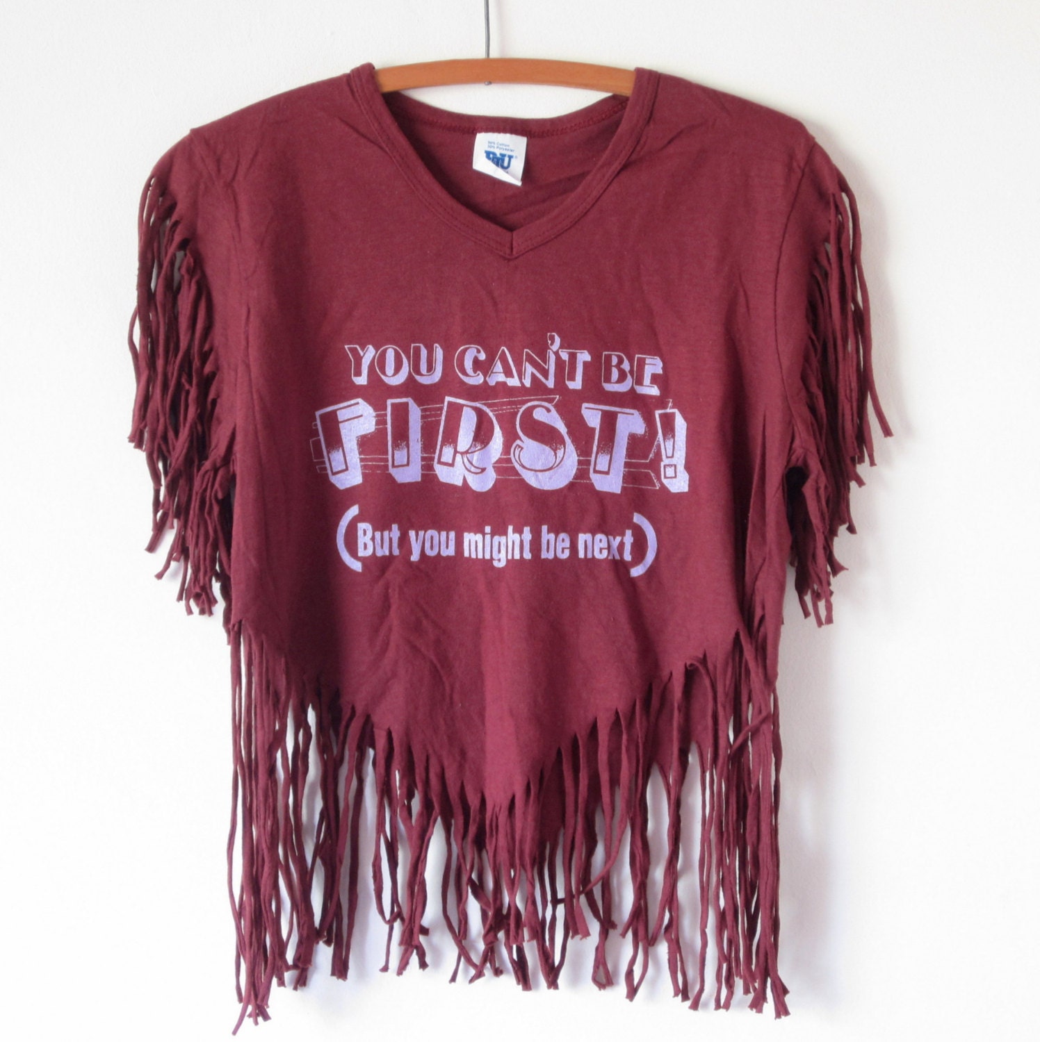 VTG 1980s You Cant Be First Tassel T Shirt Sz. L Large Womens Ladies Tee