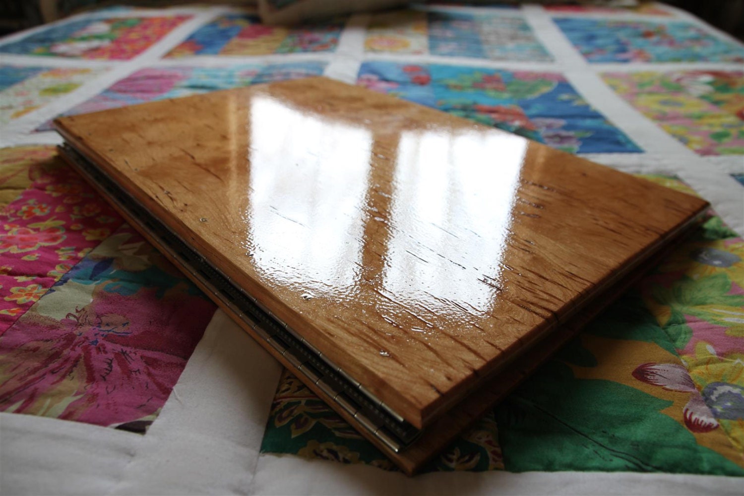 Cherry wood art portfolio, binder, presentation book. 11x17 inches, portrait, 11" x 17"