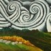 see the sky about to rain an original oil painting on birch 24x18