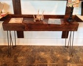 Reclaimed Wood Console Table w/ Hairpin Legs
