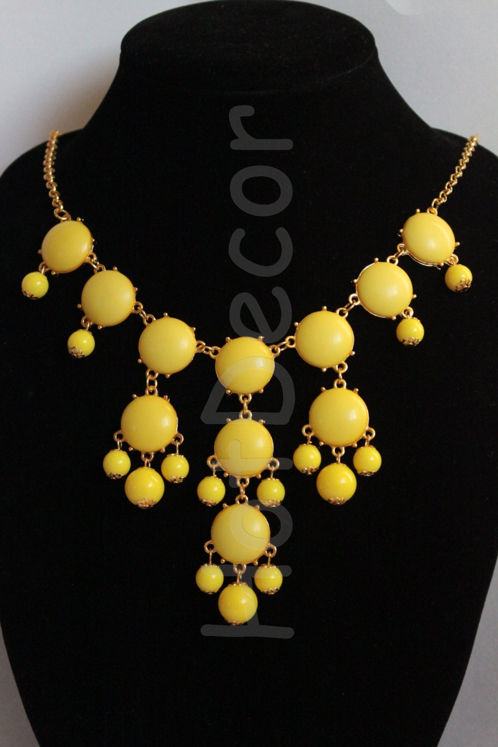 Yellow Bubble necklace Statement necklace jewelry jewlery Jcrew style Bib Necklace Chunky Necklace Choker Necklace Beaded Jewelry