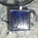 Multidimensional Crackled Blue and Silver 1 Inch Square Pendant