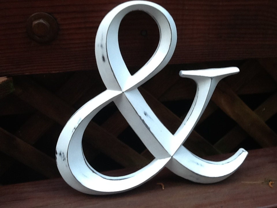 Large   Wedding ampersand rustic Symbol White Distressed Rustic  Ampersand Sign sign Ampersand
