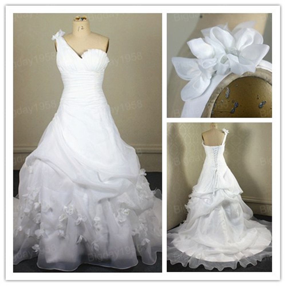 One Shoulder  Organza Bridal Wedding Dress