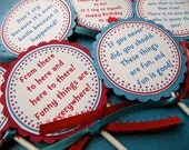 Handmade Dr Seuss Cat in the Hat Inspired Baby Shower Birthday Party Quote Cupcake Toppers