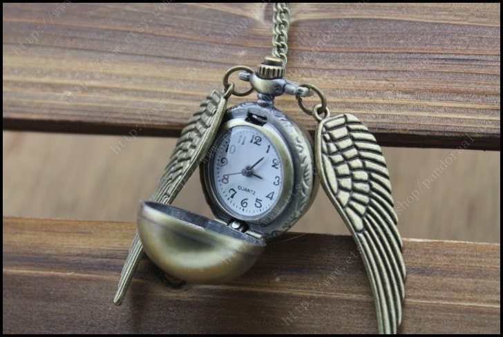 harry potter pocket watch necklace golden snitch steampunk jewelry antique necklace vintage style gift idea