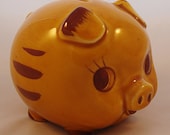 1960s Jersey Souvenir PIGGY BANK Handpainted Retro Ceramic Money Box "A Regal Product"