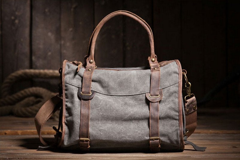 Leather bag, handmade Canvas leather bag, Shoulder Bag, messenger bag, ipad bag,Computer bag,street attractive package