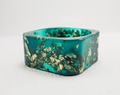 Paradise Shore Blue  chunky square bangle with gold flakes
