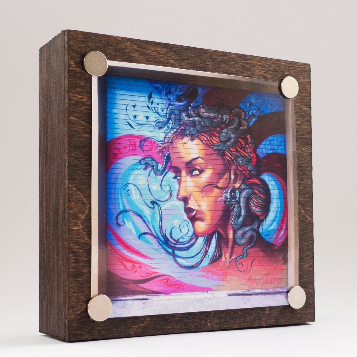 Custom Instagram Photo Block - Use Your Photos - Magnet Frames - Dark Brown Wood - JemBlocks