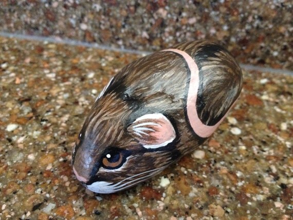 Field Mouse Painted on Rock by EquestrianCreations on Etsy