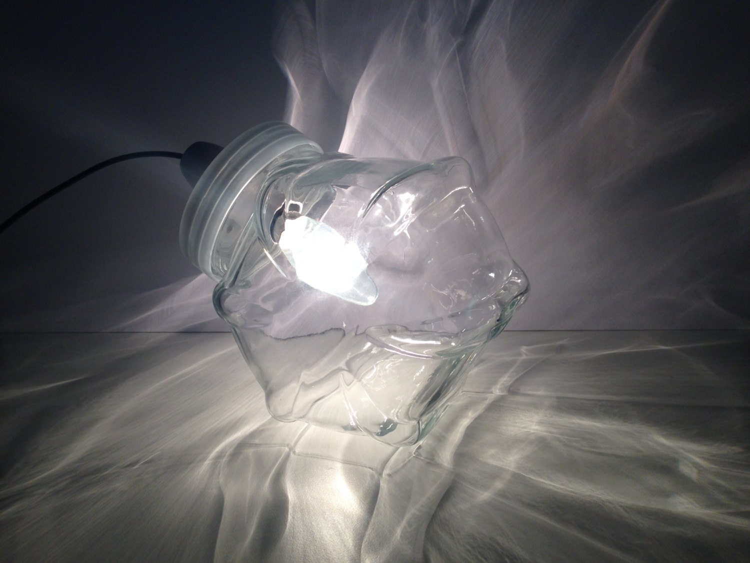Jared - A handmade upcycled contemporary glass jar side table lamp light ambient
