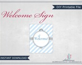 Printable Welcome Sign - INSTANT DOWNLOAD - Boy Baby Shower Decorations - Blue and Gray - Design 874