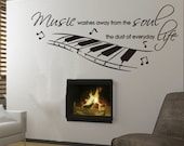 Wall Decal Musician Music Soul Life Piano Musical Quote Home Decor Vinyl Sticker
