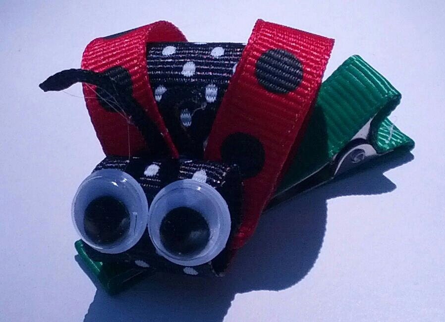 Ribbon Sculpture Ladybug Hair Clip