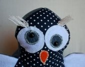 Glow in the Dark stuffed owl toy  Whoo-oo Whoo-oo blue white dotted - 3lllaHandmade