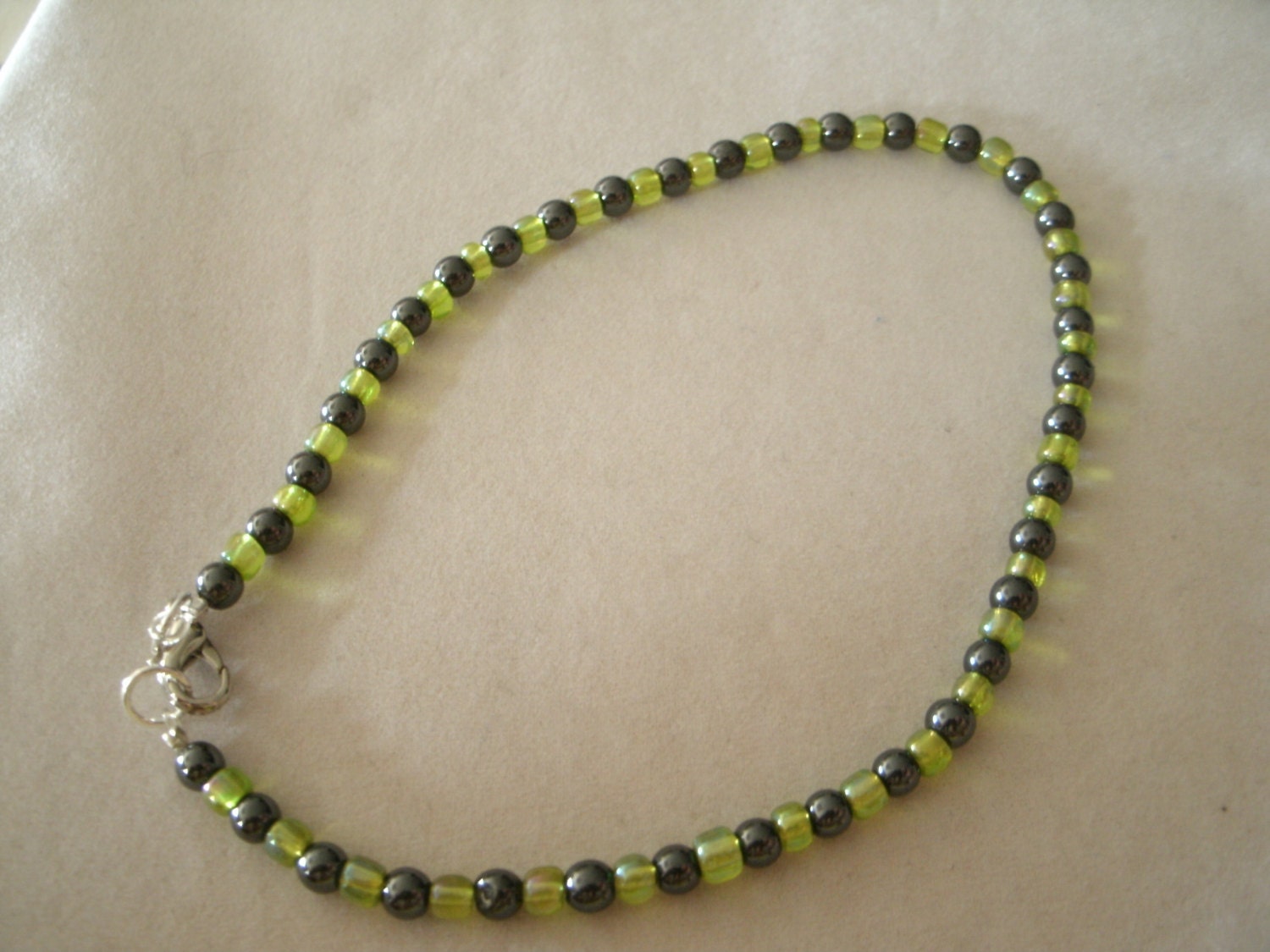 Magnetic Hematite Beaded anklet with glass beads