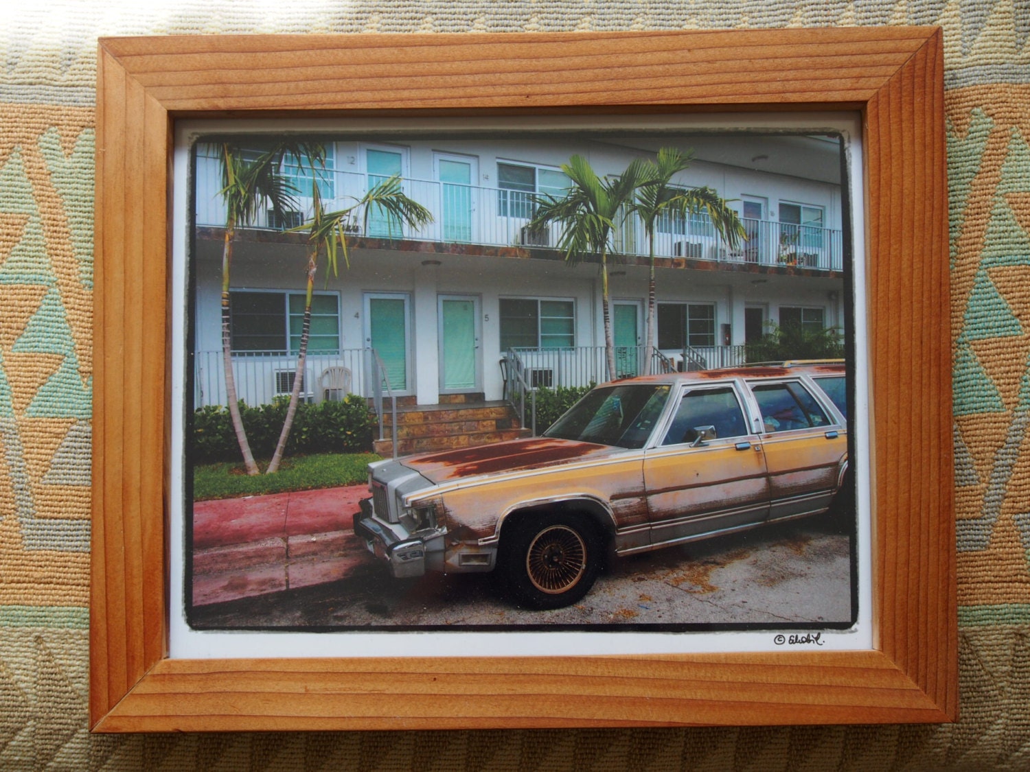 RUSTY PALMS - unique, handmade wooden frame and limited print