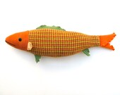 Bright Goldfish wool fish pillow