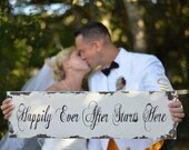 HAPPILY EVER AFTER Starts Here Sign, Wedding Sign, Shabby Chic Home Decor, Fairy Tale Wedding, As seen on Bridal Guides Facebook Cover Photo