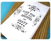 Kitchen Towel Biscuits and Gravy Dish Cloth tea towel CUTE screenprint retro kitchen Indie Housewares