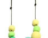 Lemon and lime handmade resin adjustable sea urchin bead necklace