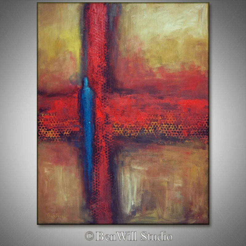 ORIGINAL Modern ABSTRACT Oil Painting Figurative Art on Canvas - 36x28 - Contemporary Art by Portland Artist BenWill