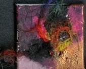tiny broken rainbow - Itty Bitty PAINTING COLLAGE HYBRID - one of a kind, poem-inspired, abstract art