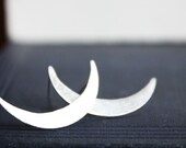 crescent moon sterling silver earrings, posts studs, boho nature astronomy minimalist