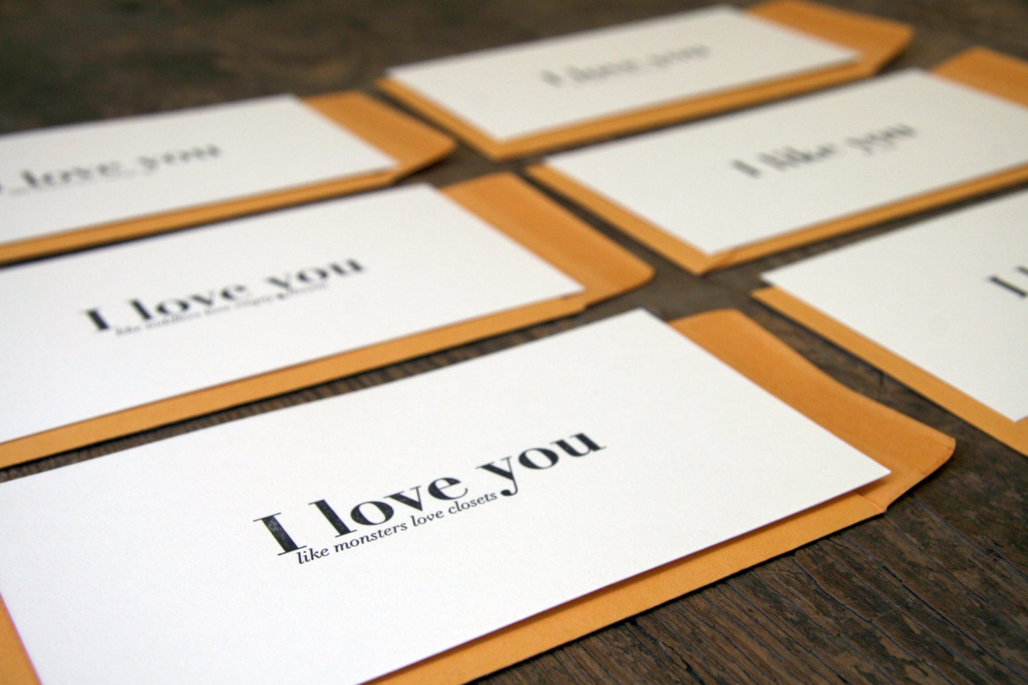I love you...like... : Letterpress Flat Cards & Envelopes (6ct)  for Valentines Day