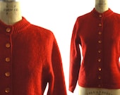 50s Mohair Cardigan Sweater in Classic Red