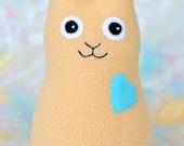 Handmade Rabbit, Stuffed Animal Plush Doll Art Toy, Hug Me Bunny, Personalized Hang Tag, Light Camel Fleece, 9 inch, Ready-made