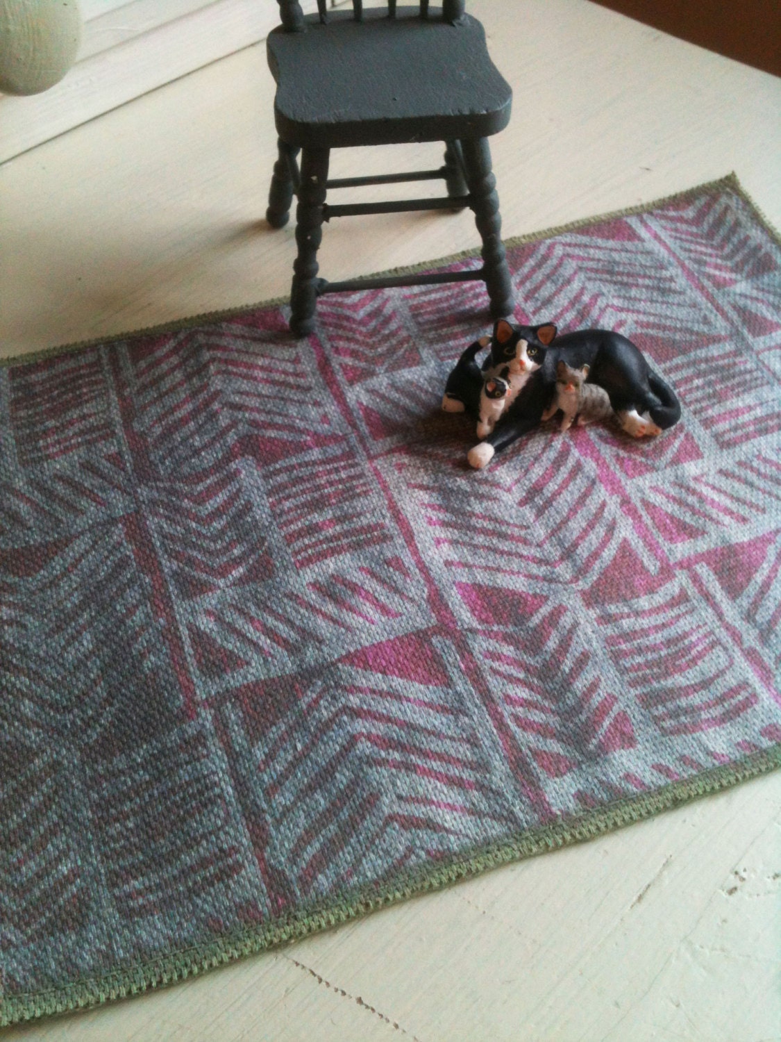 Purple Aztec Print Rug For Dolls House