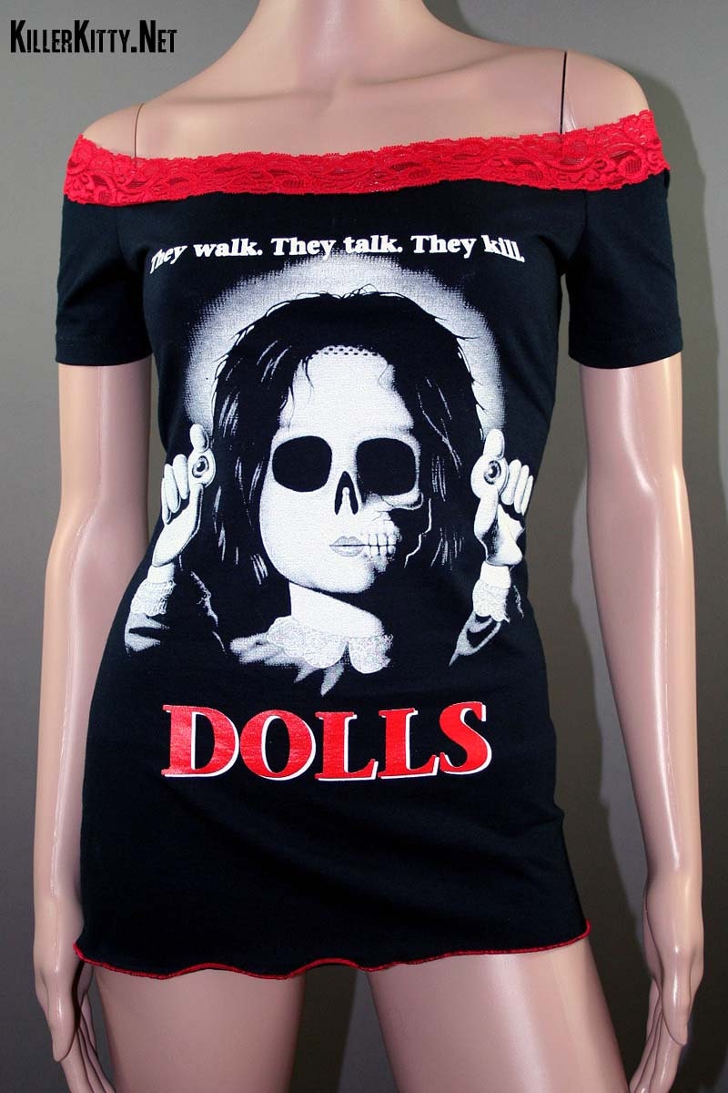 Dolls Lace Off Shoulder Top Horror Movie Tunic Top