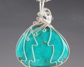 Turquoise and Sterling Silver Wire Wrapped Pendant