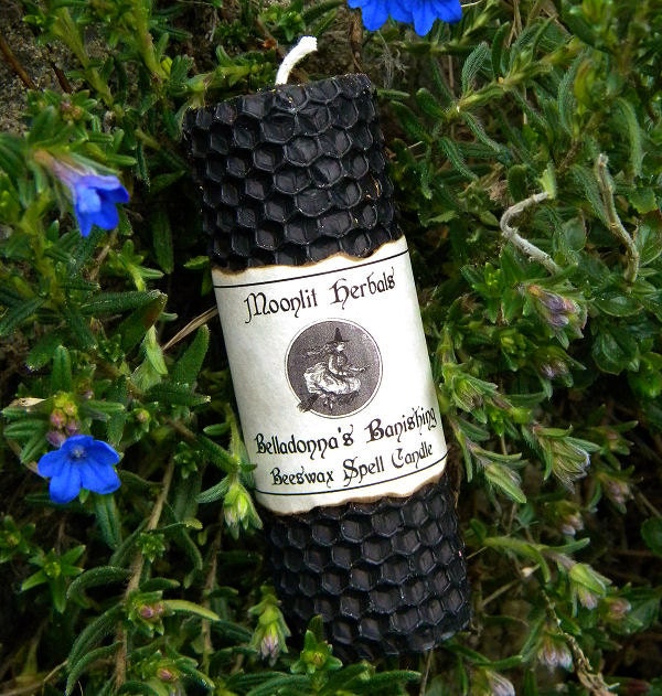Belladonna's Banishing Beeswax Spell Candle - Cleanse, Ward Against Negative Influences and Energies, Banish Negative Spirits, Hex Breaking