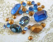 Vintage Swarovski Rhinestones SAPPHIRE BLUE Assorted Sizes lot of 25