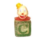 Mixed Media Assemblage Art Clown Doll Art Block Big Top Circus Decor