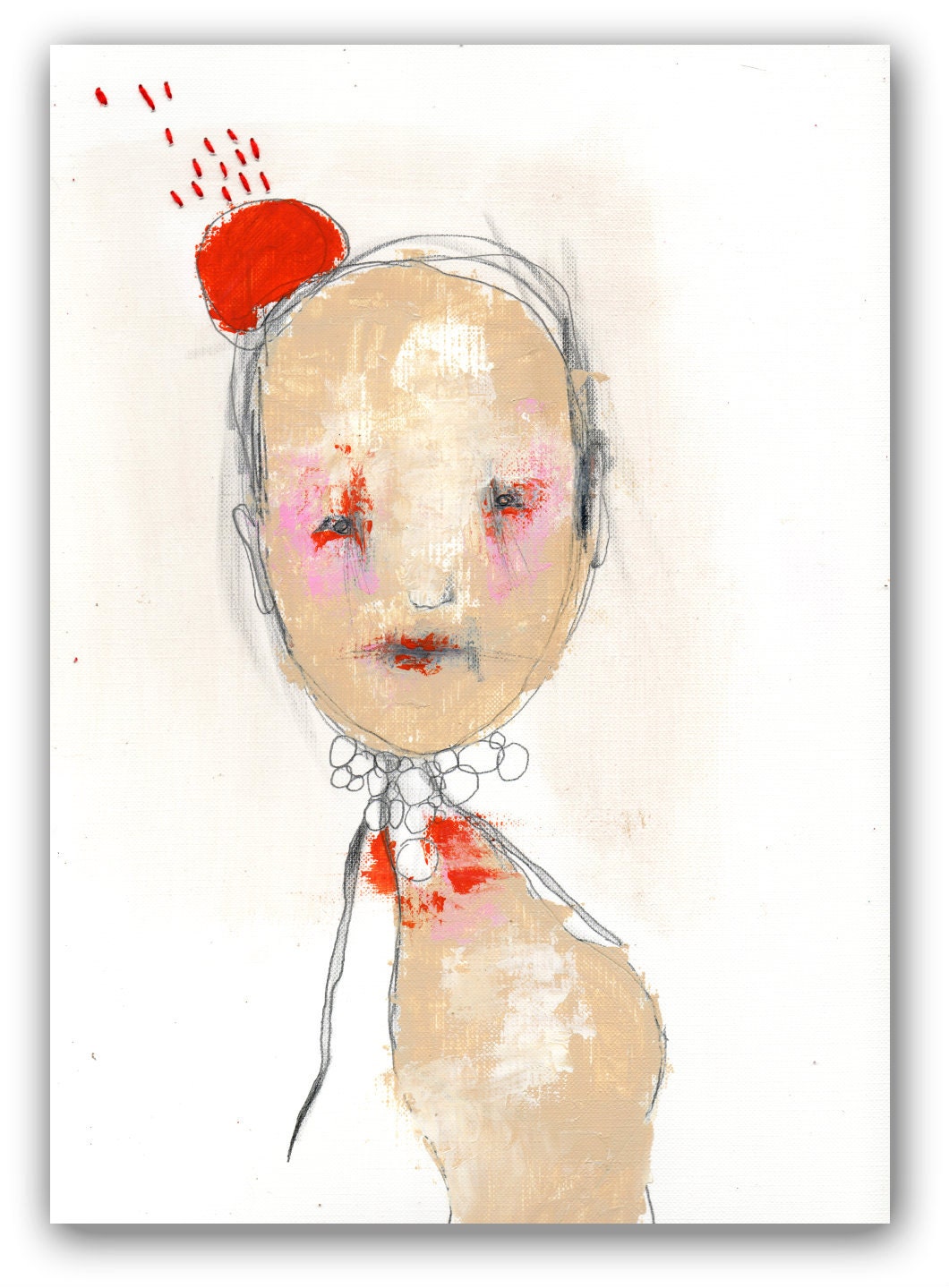 Original Acrylic Portrait Painting - Mixed Media -  "Sentry"