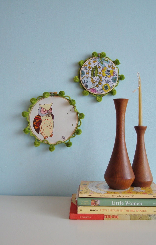 wall art -- owl & flowers