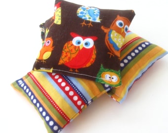 Set of 4 Mini Bean Bags - Sensory Toy / Game / Party Favors - Colorful Owls