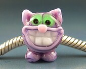 CHESHIRE CAT Handmade Lampwork Glass Universal BHB European Charm Big Hole Bead sra Gelly