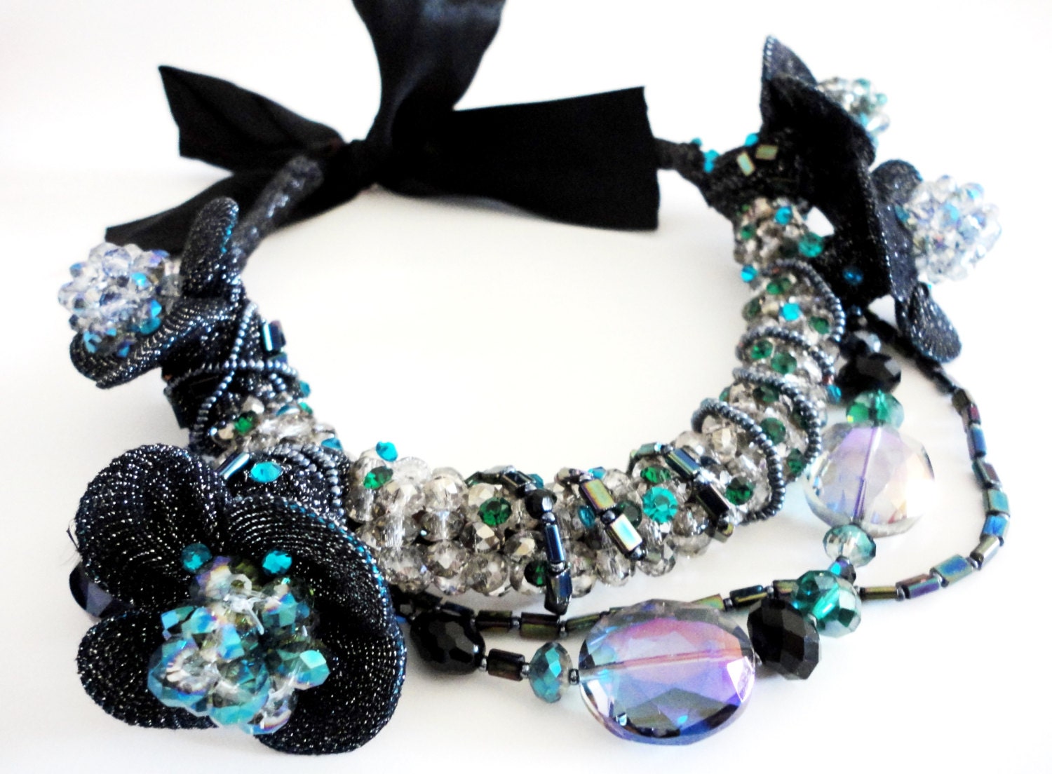 The Dragonflie's Garden choker necklace, Exquisite Couture Jewelry by Monikque