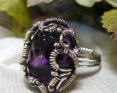 Sterling Silver and Amethyst Wire Wrapped Ring Size 7