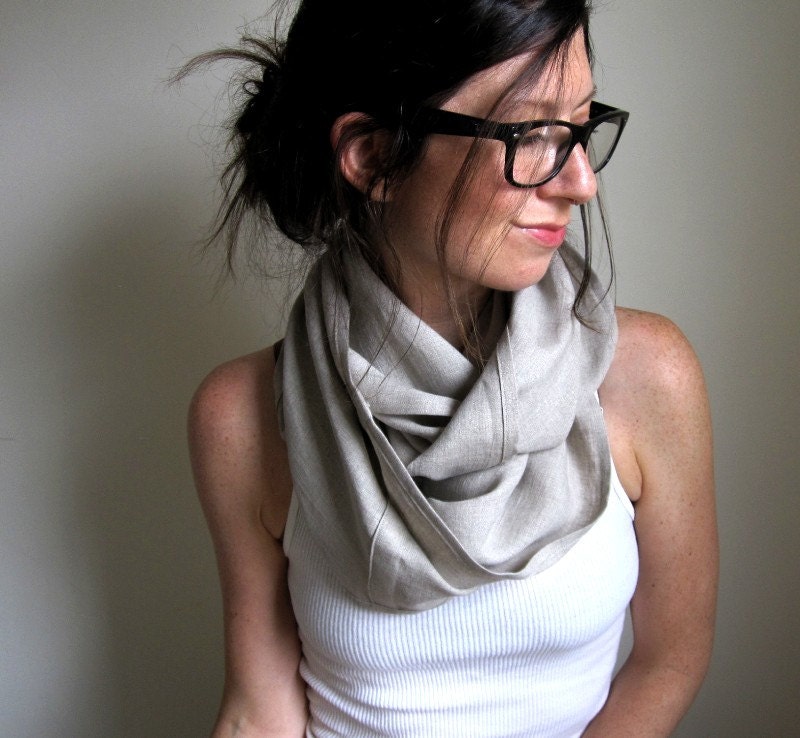 Natural Linen Infinity Scarf / Cowl Scarf / Loop / Woven Linen